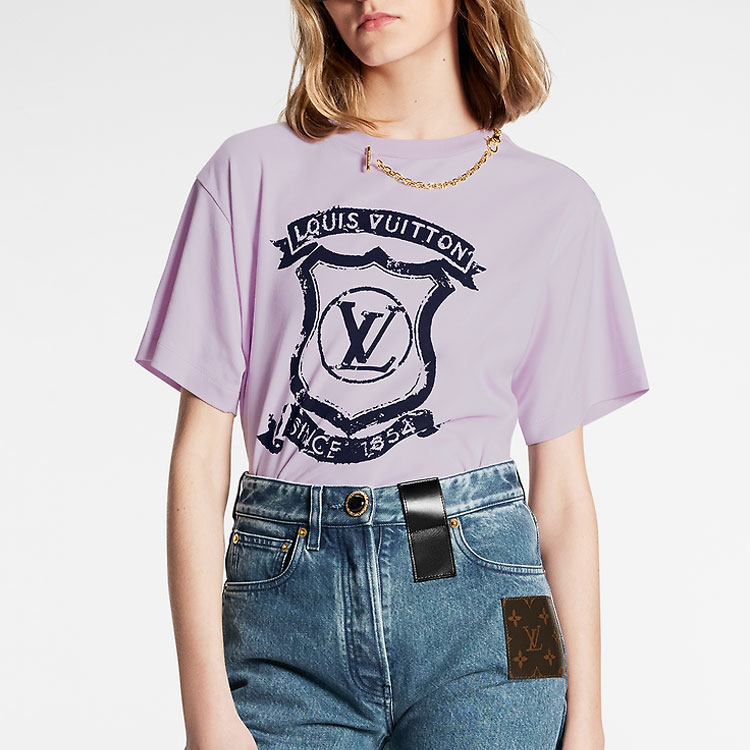 (Women) LOUIS VUITTON FW22 Logo Print Pink Short Sleeve  T-Shirt. 1AAAZL 圖 5