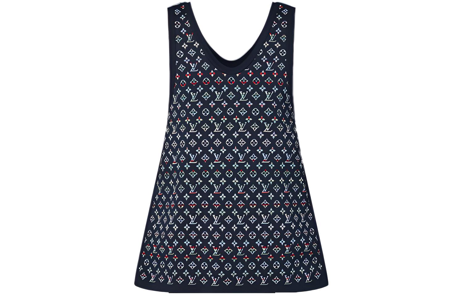 (Women) LOUIS VUITTON FW22 Logo V-Neck Sleeveless Knit Pullover Women Blue 1AAMDV