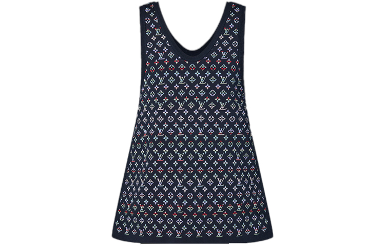 (Women) LOUIS VUITTON FW22 Logo V-Neck Sleeveless Knit Pullover Women Blue 1AAMDV 圖 2