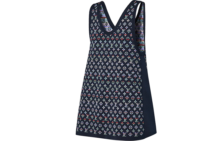 (Women) LOUIS VUITTON FW22 Logo V-Neck Sleeveless Knit Pullover Women Blue 1AAMDV 圖 3