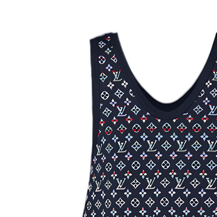 (Women) LOUIS VUITTON FW22 Logo V-Neck Sleeveless Knit Pullover Women Blue 1AAMDV 圖 4