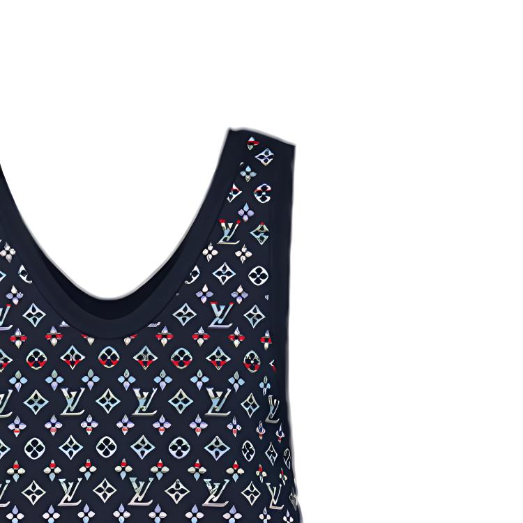 (Women) LOUIS VUITTON FW22 Logo V-Neck Sleeveless Knit Pullover Women Blue 1AAMDV 圖 5