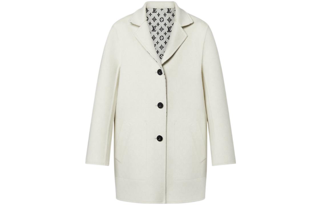 (Women) LOUIS VUITTON FW22 Monogram Jacquard Reversible Coat  Off-White 1AAK67