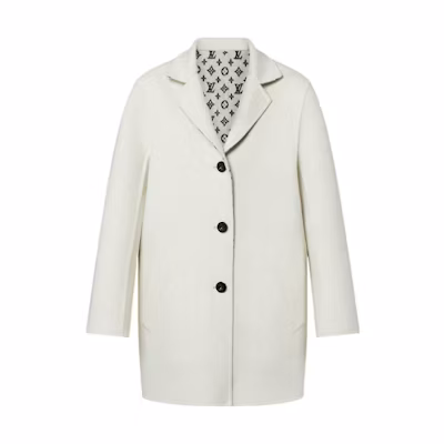 (Women) LOUIS VUITTON FW22 Monogram Jacquard Reversible Coat Off-White 1AAK67