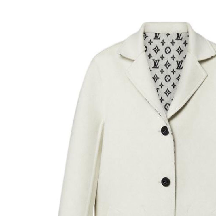 Shop (Women) LOUIS VUITTON FW22 Monogram Jacquard Reversible Coat  Off-White 1AAK67