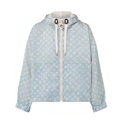 (Women) LOUIS VUITTON FW23 Blue Monogram Logo Hooded Jacket 1ABWCD
