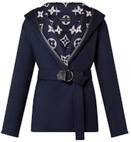 (Women) LOUIS VUITTON FW23 Double-Breasted Belted Hooded Coat Navy Blue. 1ABSIP (Women) LOUIS VUITTON FW23 Double-Breasted Belted Hooded Coat Navy Blue. 1ABSIP