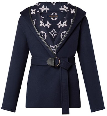 (Women) LOUIS VUITTON FW23 Double-Breasted Belted Hooded Coat Navy Blue. 1ABSIP Order (Women) LOUIS VUITTON FW23 Double-Breasted Belted Hooded Coat Navy Blue. 1ABSIP
