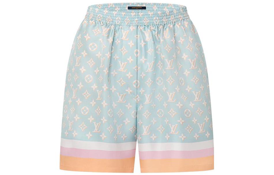 (Women) LOUIS VUITTON FW23  Logo Stripe Relaxed Shorts Blue. 1ABWAU