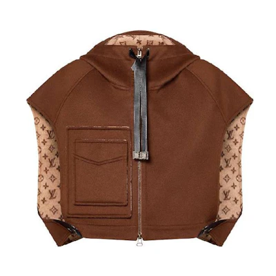 (Women) Louis Vuitton FW23 Reversible Logo Hooded Zip Jacket Brown 1AFCSK