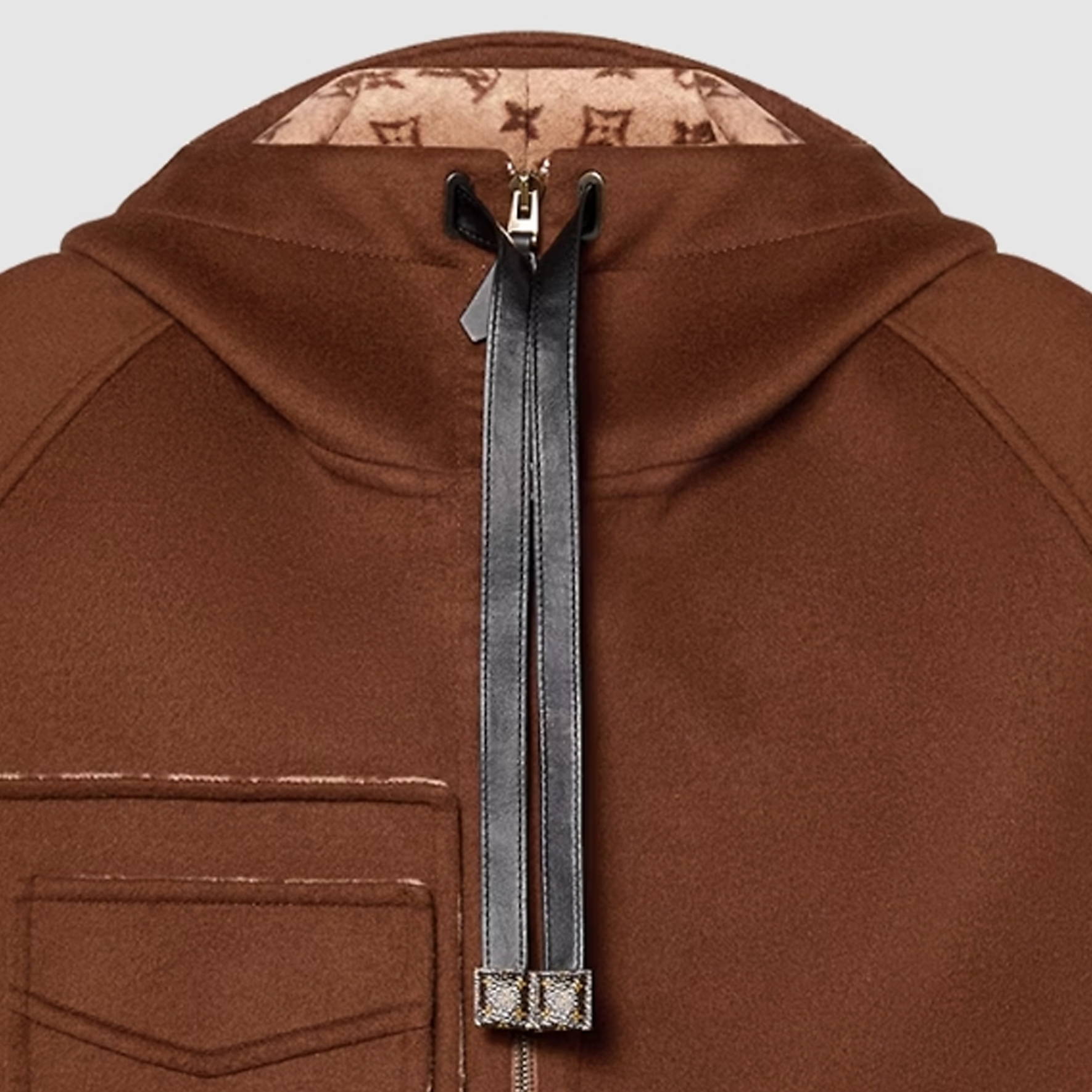 (Women) Louis Vuitton FW23  Reversible Logo Hooded Zip Jacket Brown 1AFCSK 圖 6