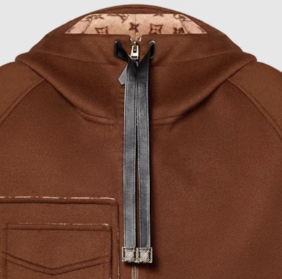 (W) Louis Vuitton FW23 Jaket Zip Bertudung Logo Terbalik Coklat 1AFCSK Details for (W) Louis Vuitton FW23 Jaket Zip Bertudung Logo Terbalik Coklat 1AFCSK