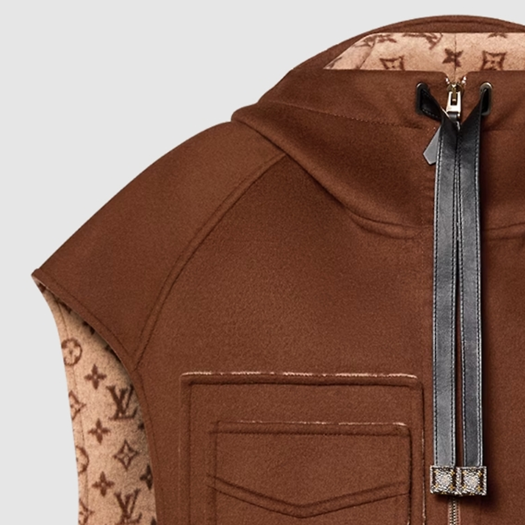 (Women) Louis Vuitton FW23  Reversible Logo Hooded Zip Jacket Brown 1AFCSK 圖 7