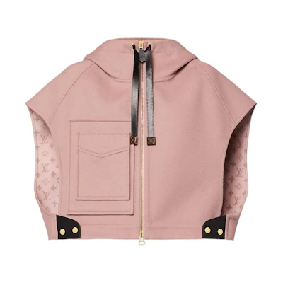 (Women) LOUIS VUITTON FW23 Solid Short-Sleeve Hooded Jacket in Dark Pink. 1AFCRX