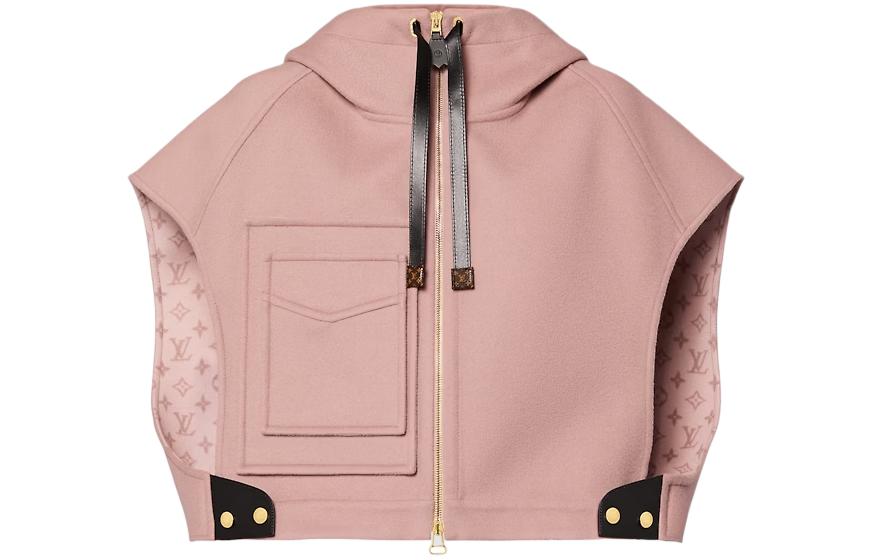 (Women) LOUIS VUITTON FW23  Solid Short-Sleeve Hooded Jacket in Dark Pink. 1AFCRX 圖 2