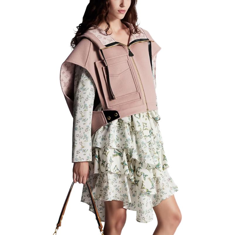 (Women) LOUIS VUITTON FW23  Solid Short-Sleeve Hooded Jacket in Dark Pink. 1AFCRX 圖 5