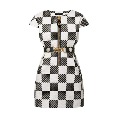 (Women) Louis Vuitton FW23 All-Over Print Zip Short Sleeve Dress Women Multicolor 1ABQWM