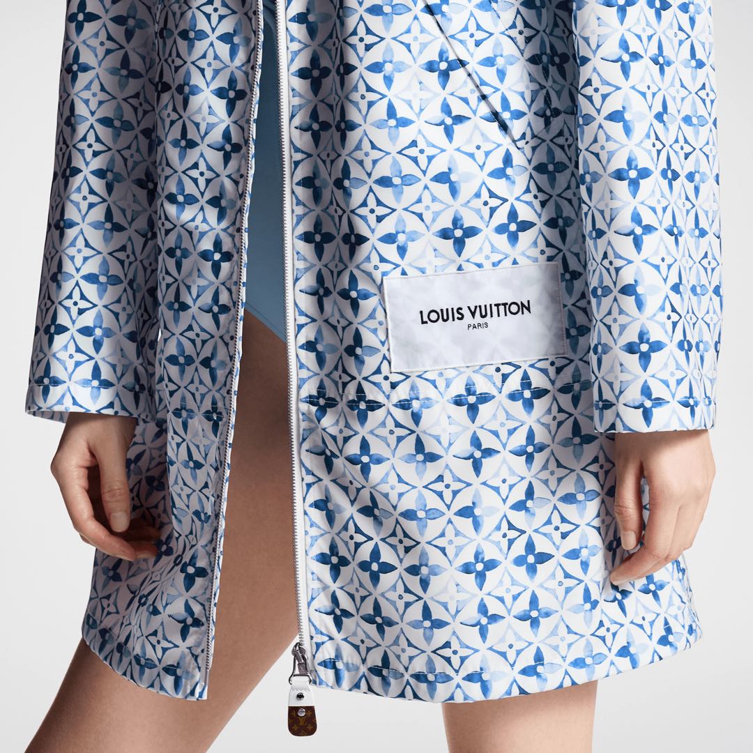 Details for (Women) LOUIS VUITTON FW23 Allover Logo Hoodie Jacket Women’s Blue 1ABQ4Q