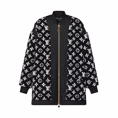 (Women) LOUIS VUITTON FW23 Allover Logo Print Long Sleeve Jacket Black . 1AC0V5