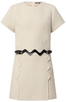 (Women) LOUIS VUITTON FW23 Beige A-Line Wave Short Sleeve Dress Fashion. 1ABQU6 (Women) LOUIS VUITTON FW23 Beige A-Line Wave Short Sleeve Dress Fashion. 1ABQU6