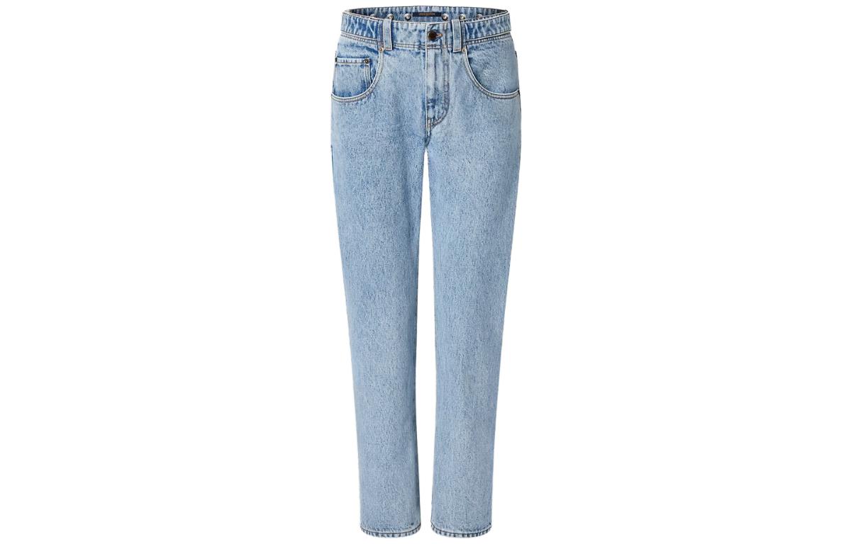 Order (Women) LOUIS VUITTON FW23 Bleached High-Waist Straight Fit Jeans Women Blue 1AC3TU