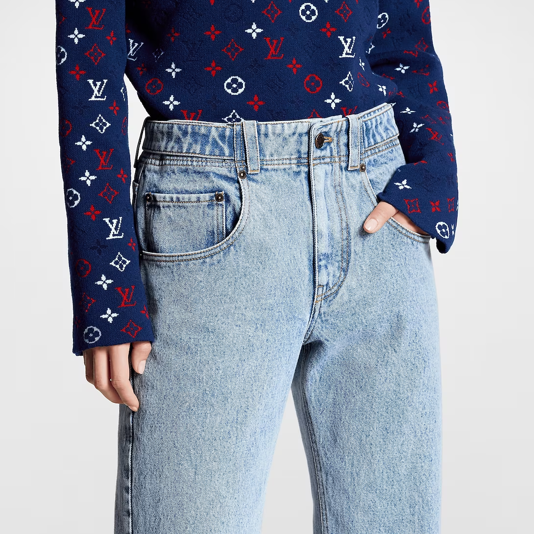 Details for (Women) LOUIS VUITTON FW23 Bleached High-Waist Straight Fit Jeans Women Blue 1AC3TU