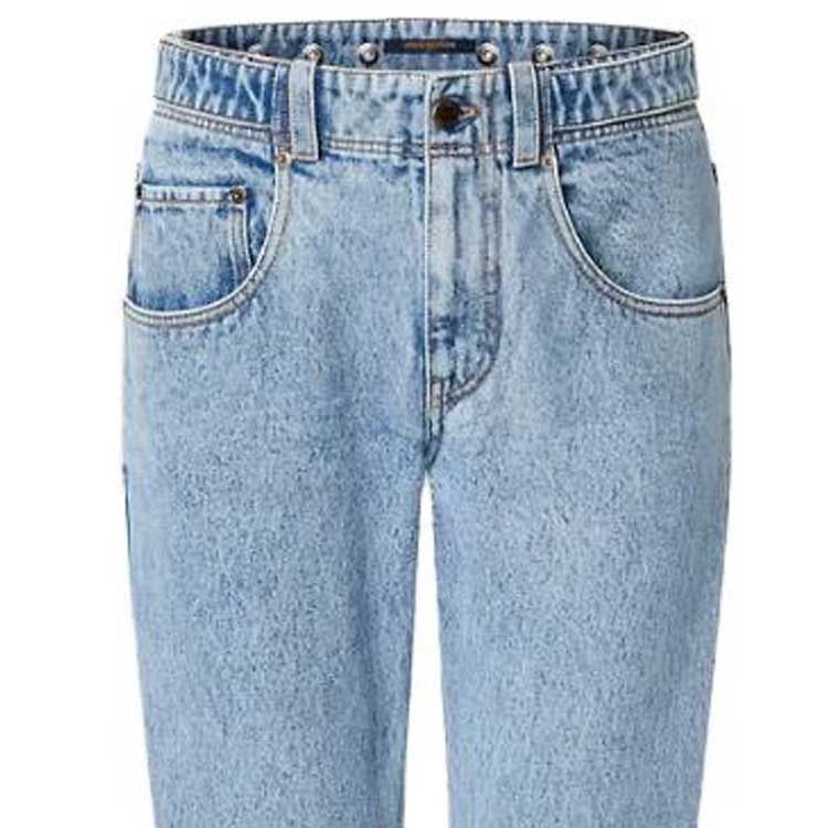 Sizing (Women) LOUIS VUITTON FW23 Bleached High-Waist Straight Fit Jeans Women Blue 1AC3TU