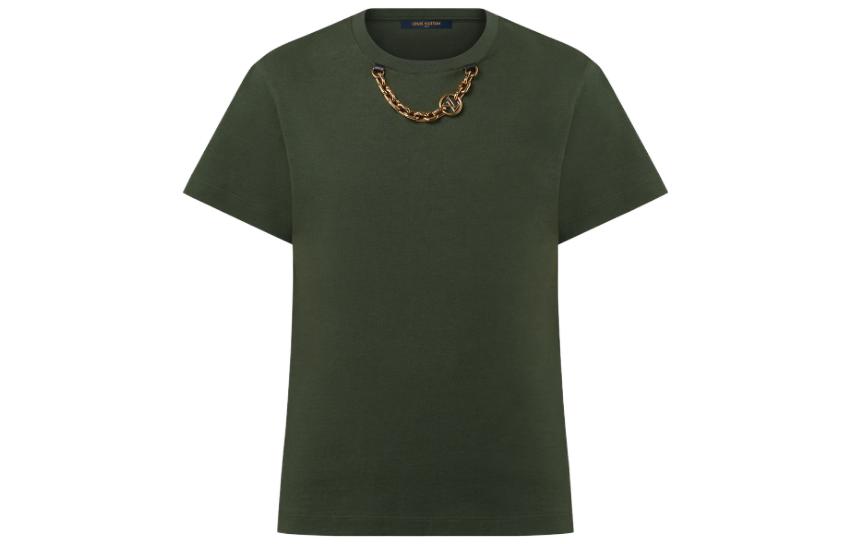 (Women) LOUIS VUITTON FW23 Chain Embellished Crewneck T-Shirt Women’s Dark Green. 1ABTBH 圖 2