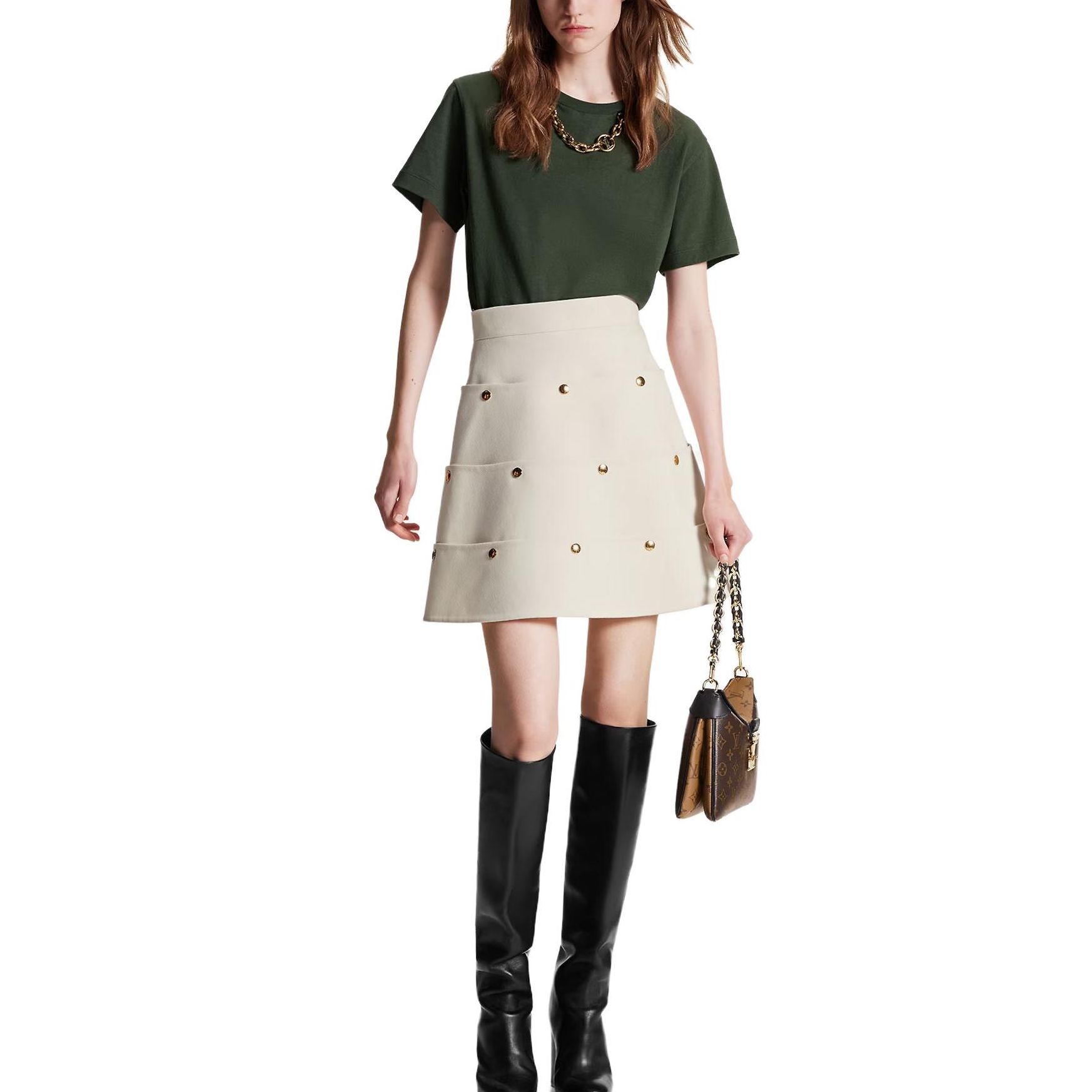 (Women) LOUIS VUITTON FW23 Chain Embellished Crewneck T-Shirt Women’s Dark Green. 1ABTBH 圖 3