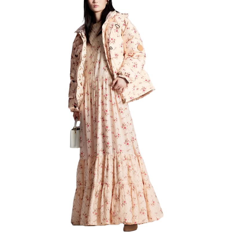 Purchase (Women) LOUIS VUITTON FW23 Floral Print Pink High-Neck Down Jacket 1AFGK6