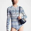 Lookbook (W) 루이비통 FW23 기하학 자카드 니트 숏 스웨터 여성 블루 1ABQJ8