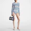 Shop (W) 루이비통 FW23 기하학 자카드 니트 숏 스웨터 여성 블루 1ABQJ8