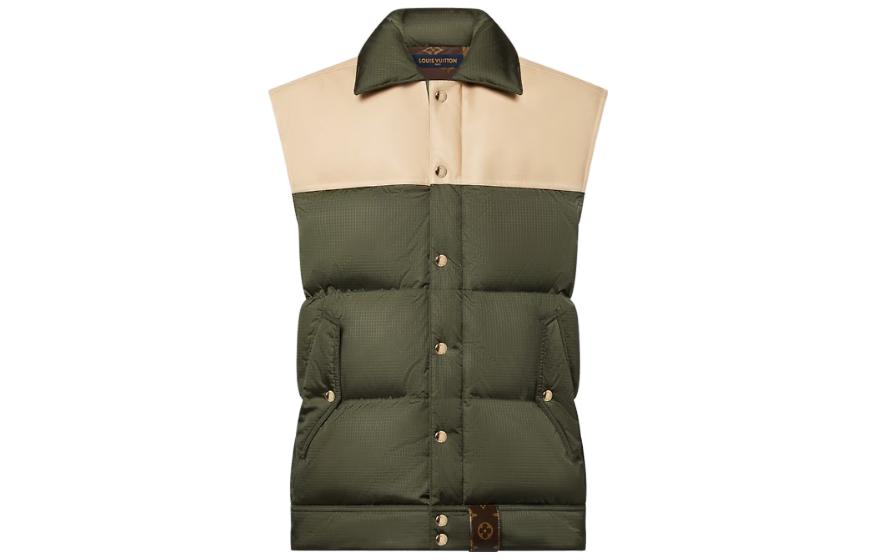 (Women) Louis Vuitton FW23 Khaki Patchwork Leather Sleeveless Jacket 1ABR7Y 圖 2