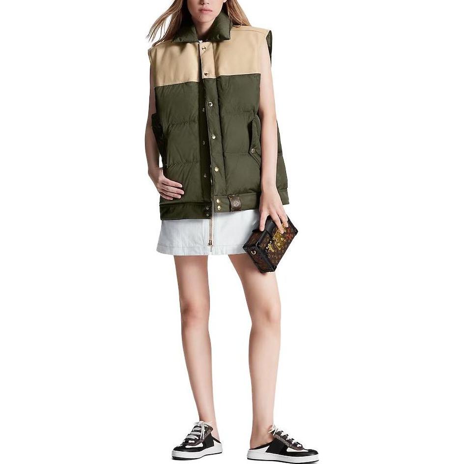 (Women) Louis Vuitton FW23 Khaki Patchwork Leather Sleeveless Jacket 1ABR7Y 圖 4