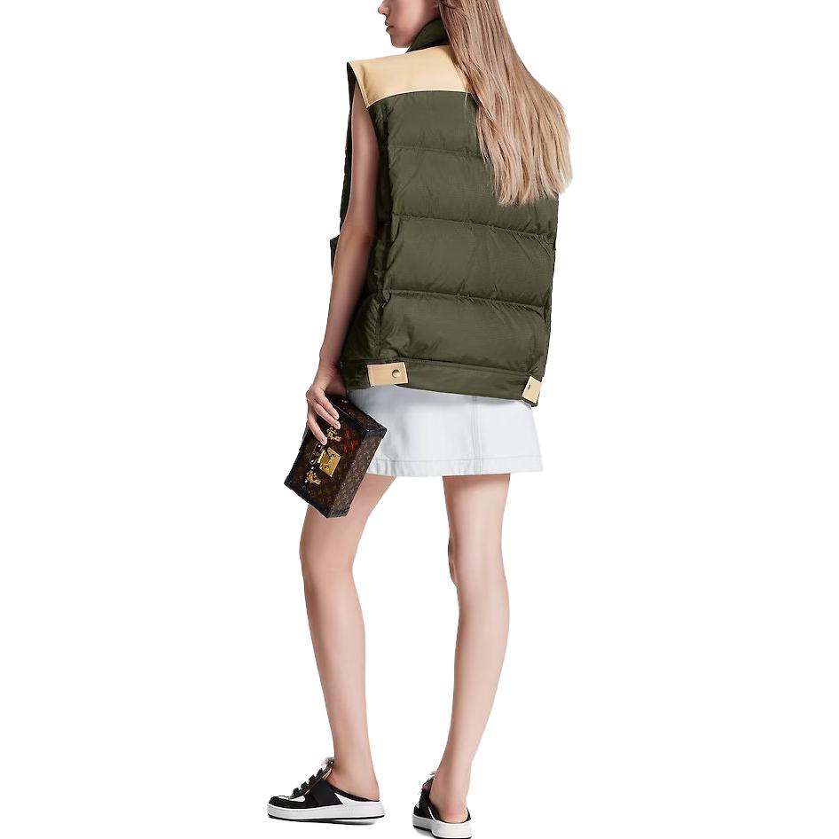 (Women) Louis Vuitton FW23 Khaki Patchwork Leather Sleeveless Jacket 1ABR7Y 圖 5