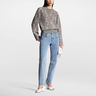 (W) 루이비통 FW23 로고 자카드 니트 크루넥 스웨터 그레이 1AC3X9 Lookbook (W) 루이비통 FW23 로고 자카드 니트 크루넥 스웨터 그레이 1AC3X9