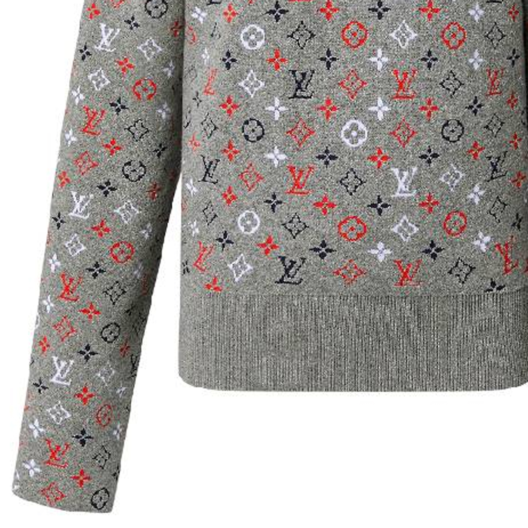 Details for (W) 루이비통 FW23 로고 자카드 니트 크루넥 스웨터 그레이 1AC3X9