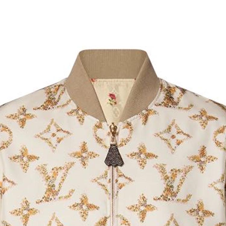 Purchase (W) Louis Vuitton FW23 Jaket Bomber Kasual Lengan Panjang Logo Print Khaki 1AFGCT