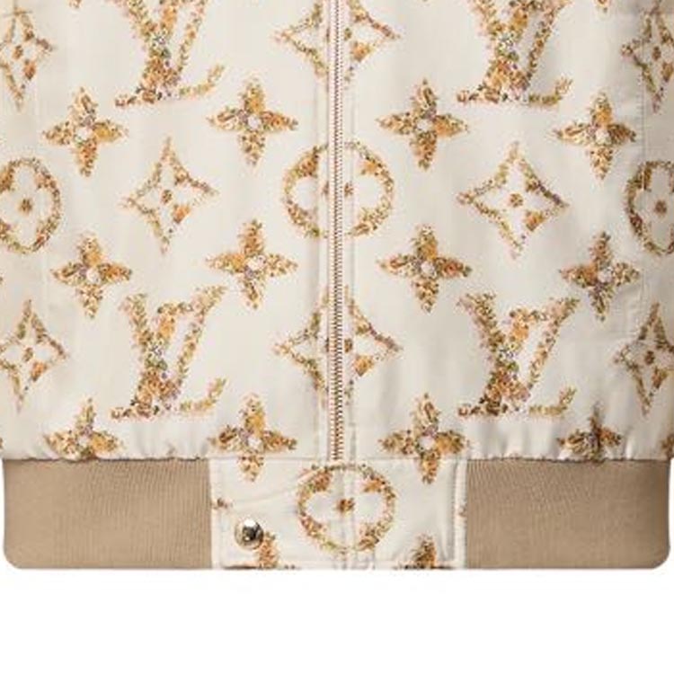 Sizing (W) Louis Vuitton FW23 Jaket Bomber Kasual Lengan Panjang Logo Print Khaki 1AFGCT