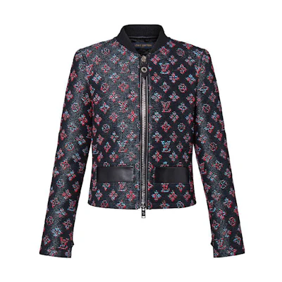 (Women) Louis Vuitton FW23 Logo Print Zip Jacket Blue Purple 1ABRZT