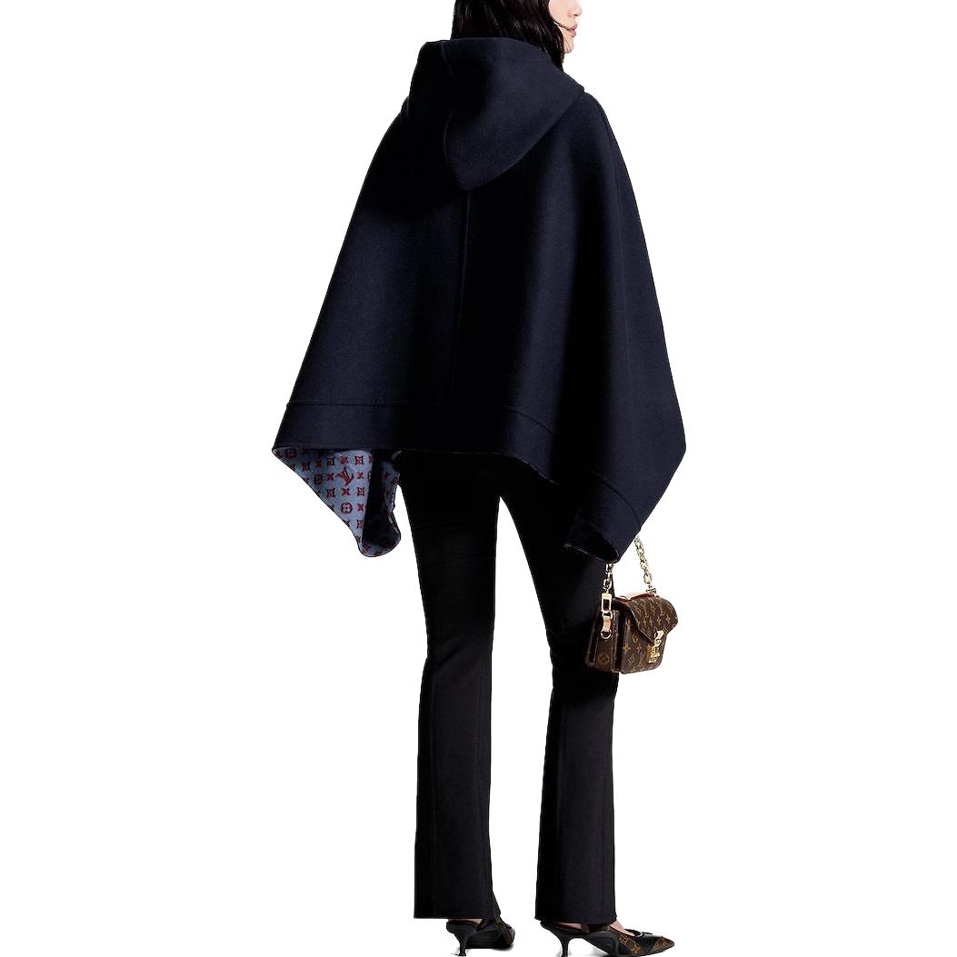 (Women) LOUIS VUITTON FW23 Monochrome Zip-Up Hooded Leather Cape Women Blue Black 1ABQNI 圖 4