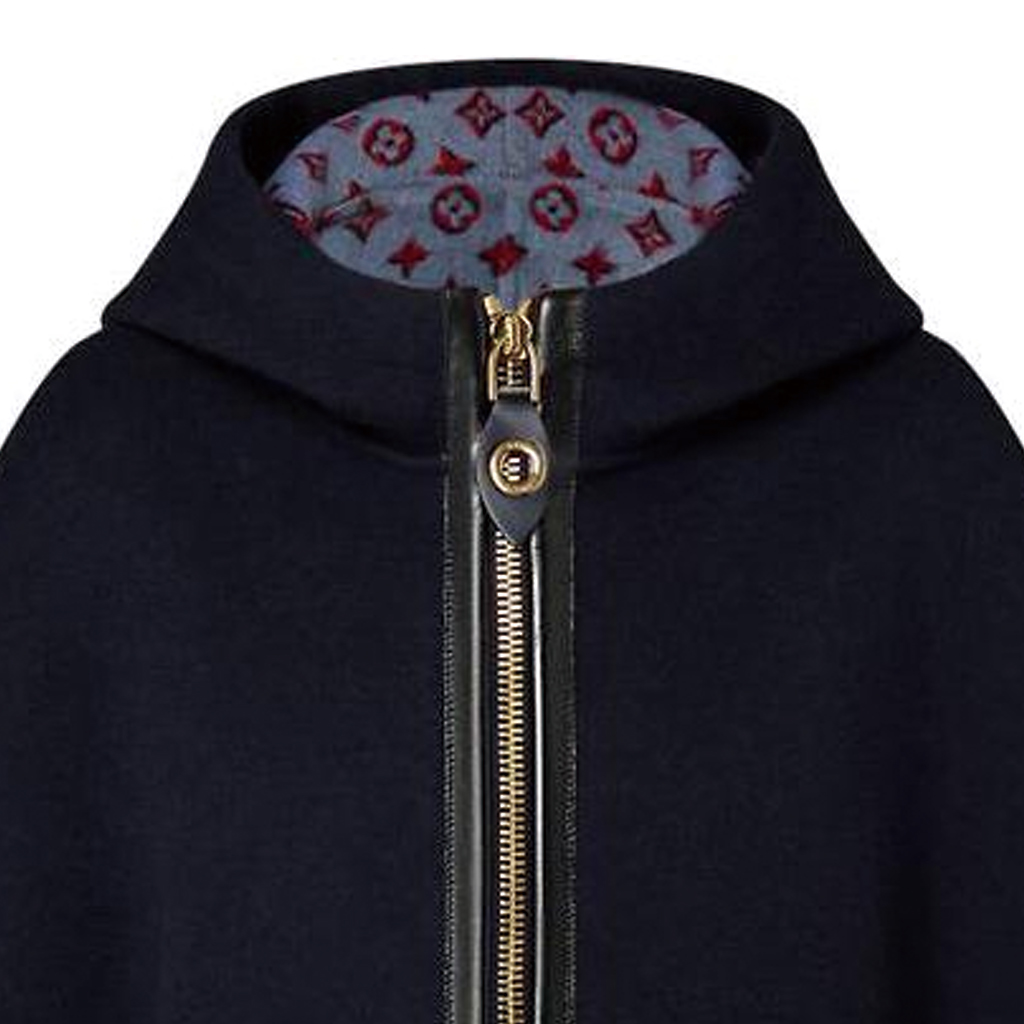 (Women) LOUIS VUITTON FW23 Monochrome Zip-Up Hooded Leather Cape Women Blue Black 1ABQNI 圖 7