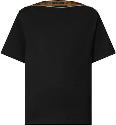 (Women) Louis Vuitton FW23 Oversized Black Zip Crewneck Short Sleeve T-Shirt Women 1AFGQM Order (Women) Louis Vuitton FW23 Oversized Black Zip Crewneck Short Sleeve T-Shirt Women 1AFGQM