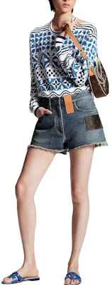 (W) LOUIS VUITTON FW23 Shorts Mujer Azul Rectos Tiro Medio Corte Deshilachado. 1ABPY3 Lookbook (W) LOUIS VUITTON FW23 Shorts Mujer Azul Rectos Tiro Medio Corte Deshilachado. 1ABPY3
