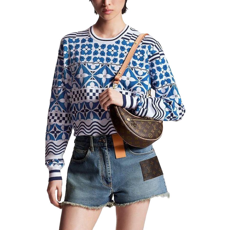 Shop (W) 루이비통 FW23 로우 엣지 미드라이즈 스트레이트 데님 반바지 여성 블루 1ABPY3