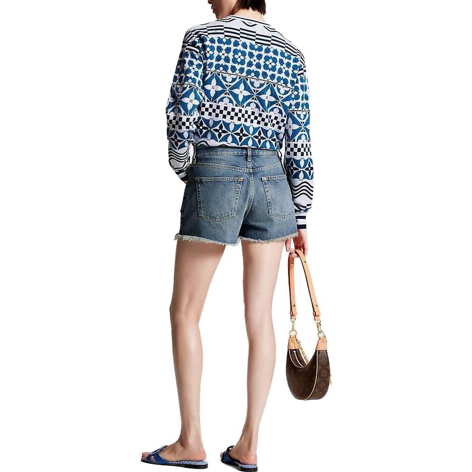 Details for (W) 루이비통 FW23 로우 엣지 미드라이즈 스트레이트 데님 반바지 여성 블루 1ABPY3