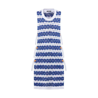 (Women) LOUIS VUITTON FW23 Striped Sleeveless Side Split Mini Dress Blue 1ABQG4
