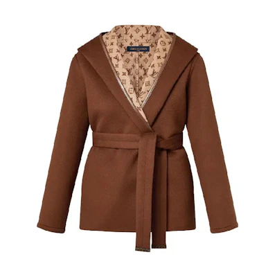 (Women) LOUIS VUITTON FW23 Wrap Belted Short Coat Brown Women. 1AFCL3
