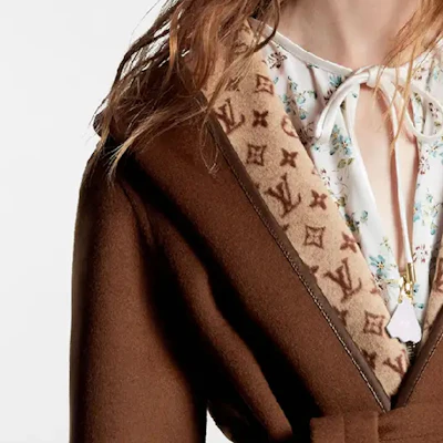 (W) 路易威登 FW23 女士棕色绑带短款大衣. 1AFCL3 Details for (W) 路易威登 FW23 女士棕色绑带短款大衣. 1AFCL3