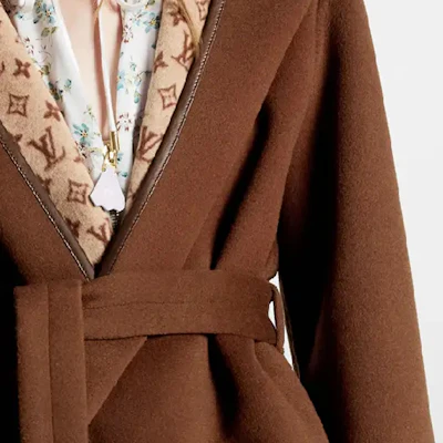 (W) 路易威登 FW23 女士棕色绑带短款大衣. 1AFCL3 Sizing (W) 路易威登 FW23 女士棕色绑带短款大衣. 1AFCL3